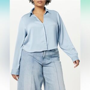 NWT The Drop Women's Harlow Silky Cropped Blouse